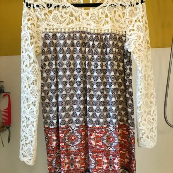 Blu Pepper Dresses | Blu Pepper Lace N Paisley Summer Dress, Size M. | Color: Brown/Cream | Size: M | Sfbagardengirl's Closet Blu Pepper Dresses | Blu Pepper Lace N Paisley Summer Dress, Size M. | Color: Brown/Cream | Size: M | Sfbagardengirl's Closet